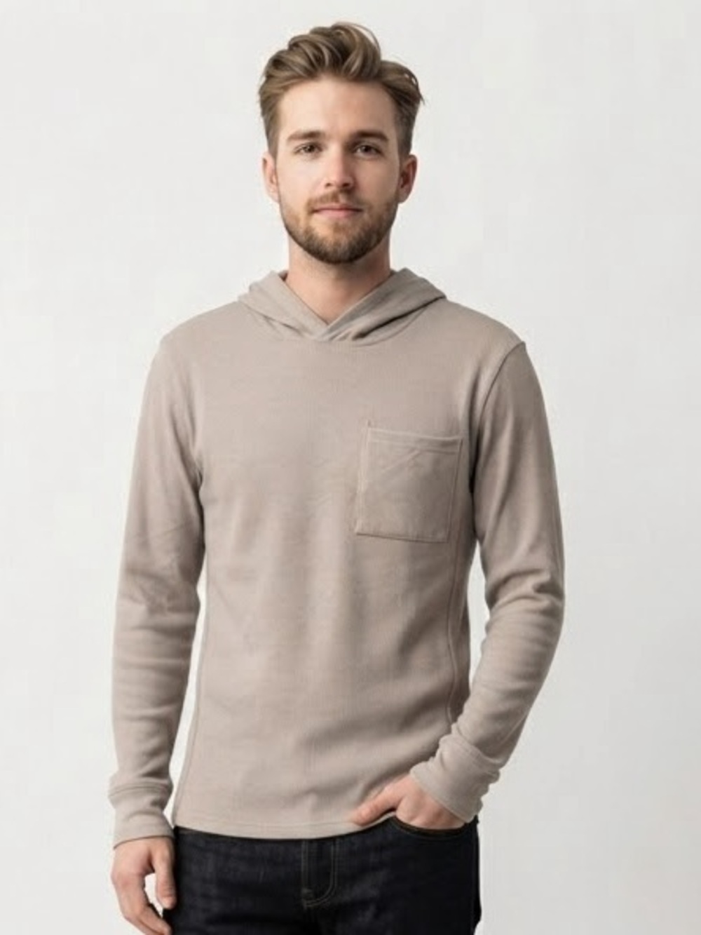 Rainforest Ribbed Long Sleeve Hoodie with Pocket